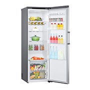 LG 386L Frittstående kjøleskap (Shiny Steel) - Energiklasse E, Door Cooling™, LINEARCooling™, Moist Balance Crisper™, Venstre side, åpent med mat, GLT51PZGSZ, thumbnail 12