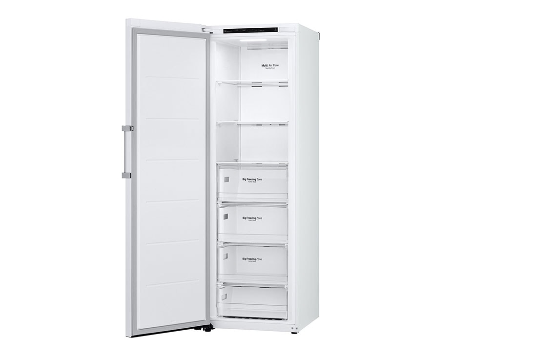 LG 324L Frittstående fryseskap (Hvit) - Energiklasse E, Total No Frost, Express Freeze, Sett fra høyre, åpent, GFT41SWGSZ, thumbnail 8