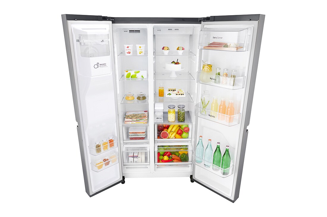 LG 625L Side by Side (Shiny Steel) - Energiklasse F, Vann/isdispenser uten vanntilkobling og Smart Diagnosis™ med Wi-Fi, GSL761PZUZ, GSL761PZUZ, thumbnail 4