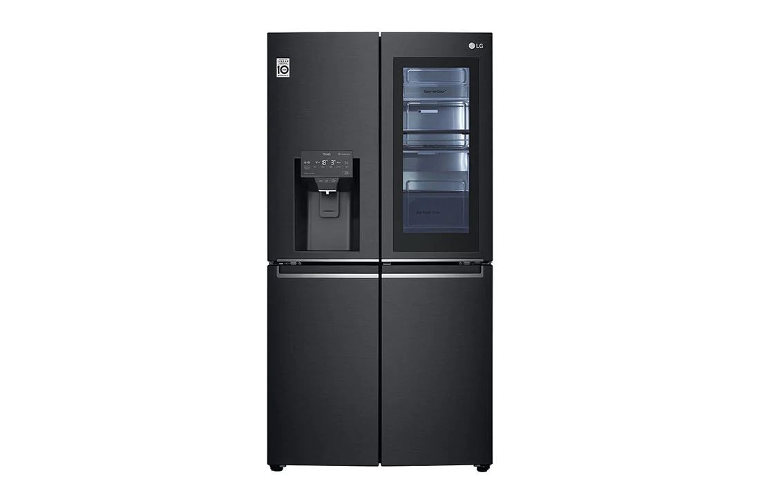 LG 638L InstaView Door in Door French Door (Matte Black) - Energiklasse F, Vand-/isdispenser med vandtilkobling, og Smart Diagnosis™ med Wi-Fi, GMX945MC9F, GMX945MC9F