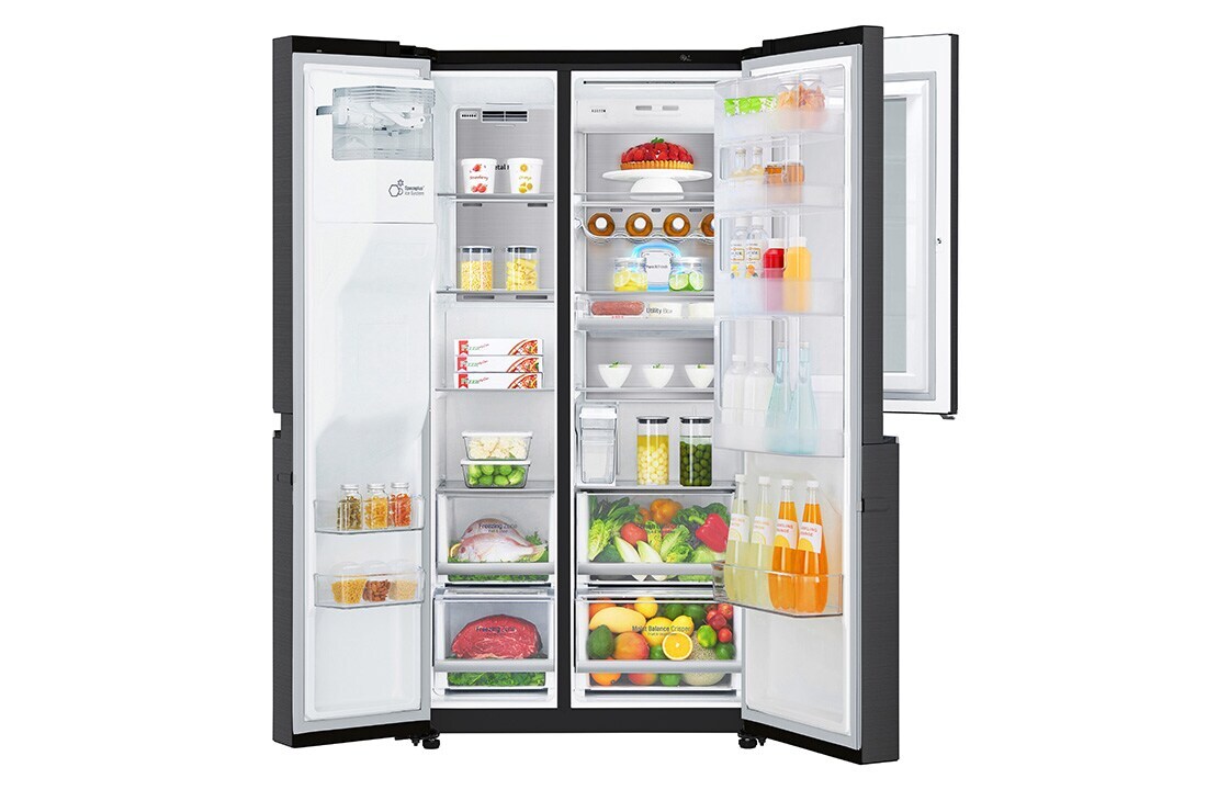 LG 625L InstaView Door in Door™ Side by Side (Matte Black), Energiklasse E, Vann/isdispenser uten vanntilkobling, Smart Diagnosis™ med Wi-Fi, GSX961MCCE, thumbnail 4