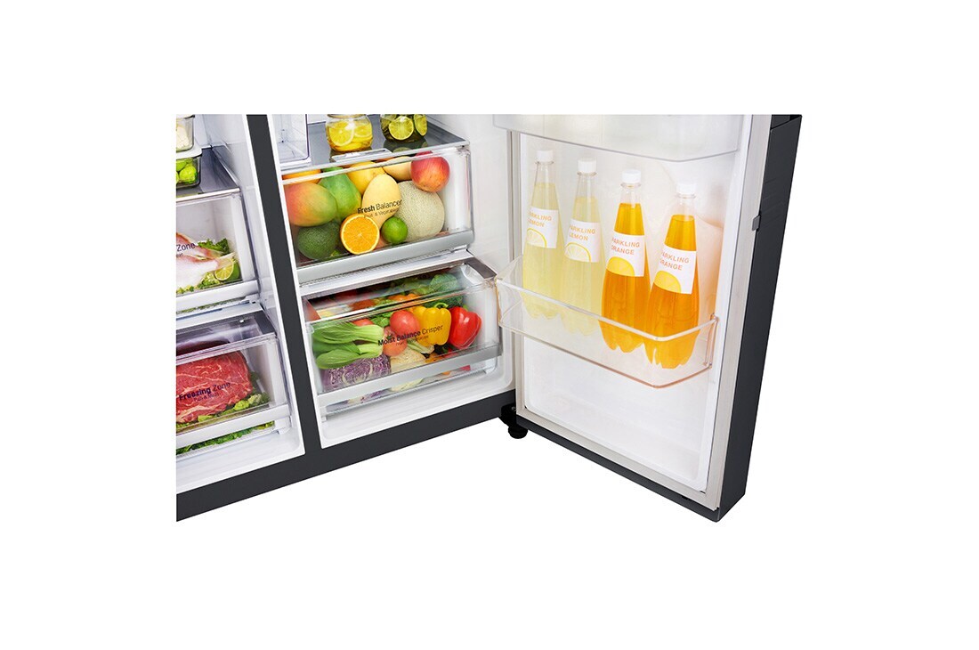 LG 625L InstaView Door in Door™ Side by Side (Matte Black), Energiklasse E, Vann/isdispenser uten vanntilkobling, Smart Diagnosis™ med Wi-Fi, GSX961MCCE, thumbnail 8