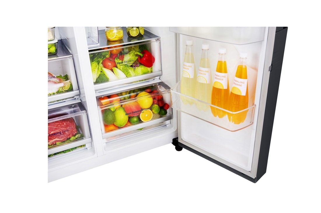 LG 625L Door in Door™ Side by Side (Matte Black) - Energiklasse E, Vann/isdispenser uten vanntilkobling og Smart Diagnosis™ med Wi-Fi, GSJ761MCEE, thumbnail 8