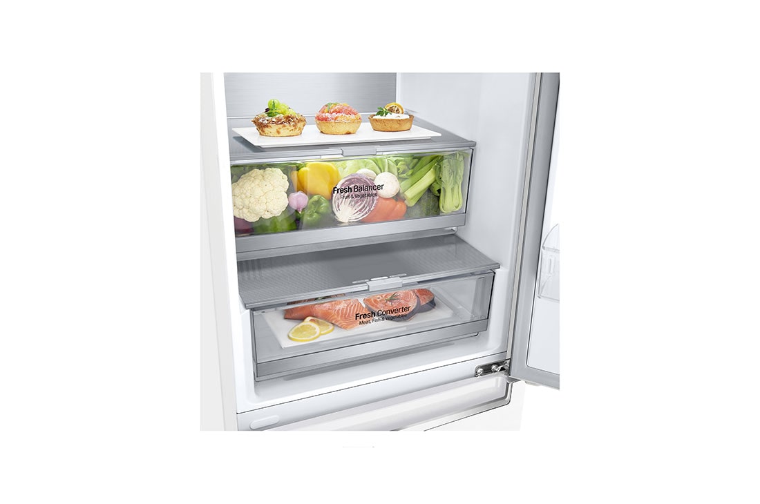 LG 2.03M 384L Kombiskap(Hvit) - Energiklasse D, Door Cooling™ og Smart Diagnosis™ med Wi-Fi, GBB72SWUGN, GBB72SWUGN, thumbnail 3