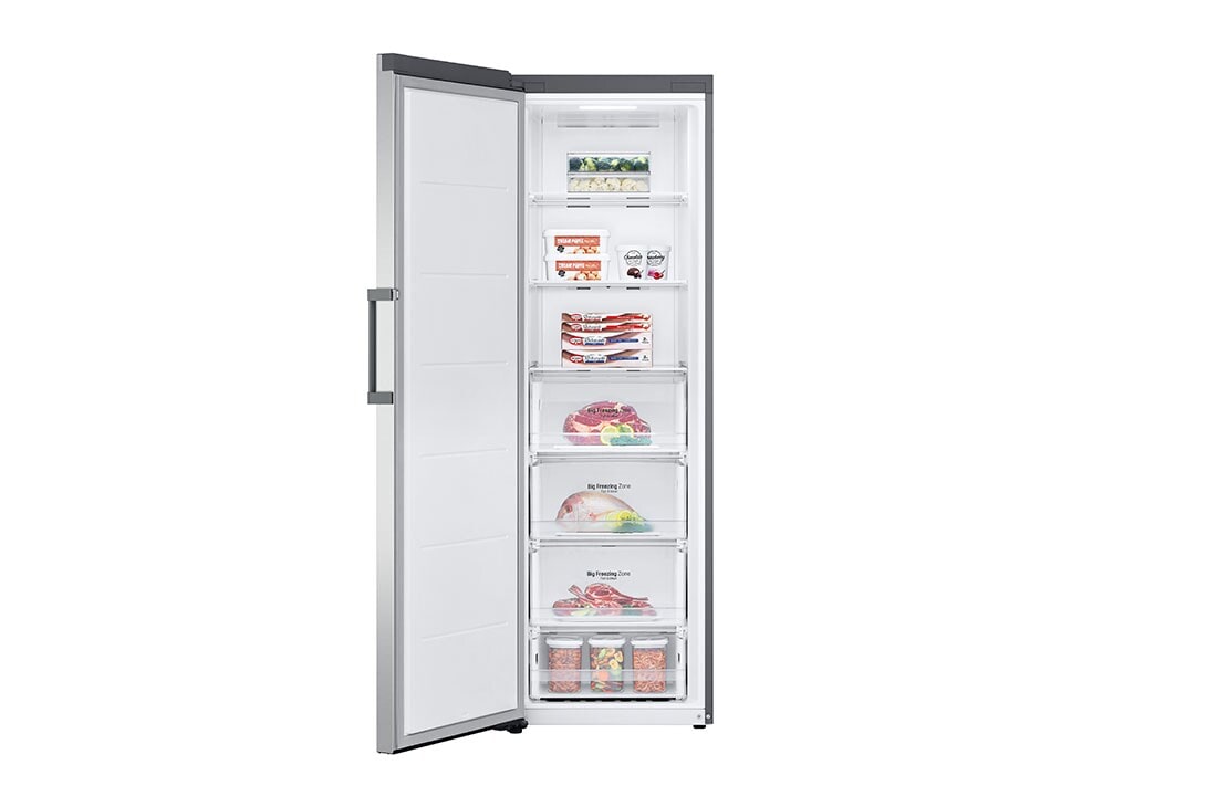 LG 324L Frittstående fryseskap (Shiny Steel) - Energiklasse E, Total No Frost, Express Freeze, Smart Diagnosis™ med Wi-Fi, Front åpen, med mat, GFE41PZGSZ, thumbnail 3
