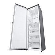 LG 324L Frittstående fryseskap (Shiny Steel) - Energiklasse E, Total No Frost, Express Freeze, Smart Diagnosis™ med Wi-Fi, Sett fra høyre, åpent, GFE41PZGSZ, thumbnail 8