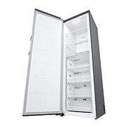 LG 324L Frittstående fryseskap (Shiny Steel) - Energiklasse E, Total No Frost, Express Freeze, Smart Diagnosis™ med Wi-Fi, Sett fra høyre, åpent med mat, GFE41PZGSZ, thumbnail 9