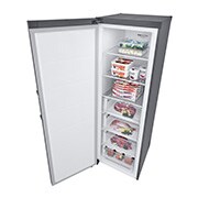 LG 324L Frittstående fryseskap (Shiny Steel) - Energiklasse E, Total No Frost, Express Freeze, Smart Diagnosis™ med Wi-Fi, Fra øverst til høyre, åpent med mat, GFE41PZGSZ, thumbnail 14