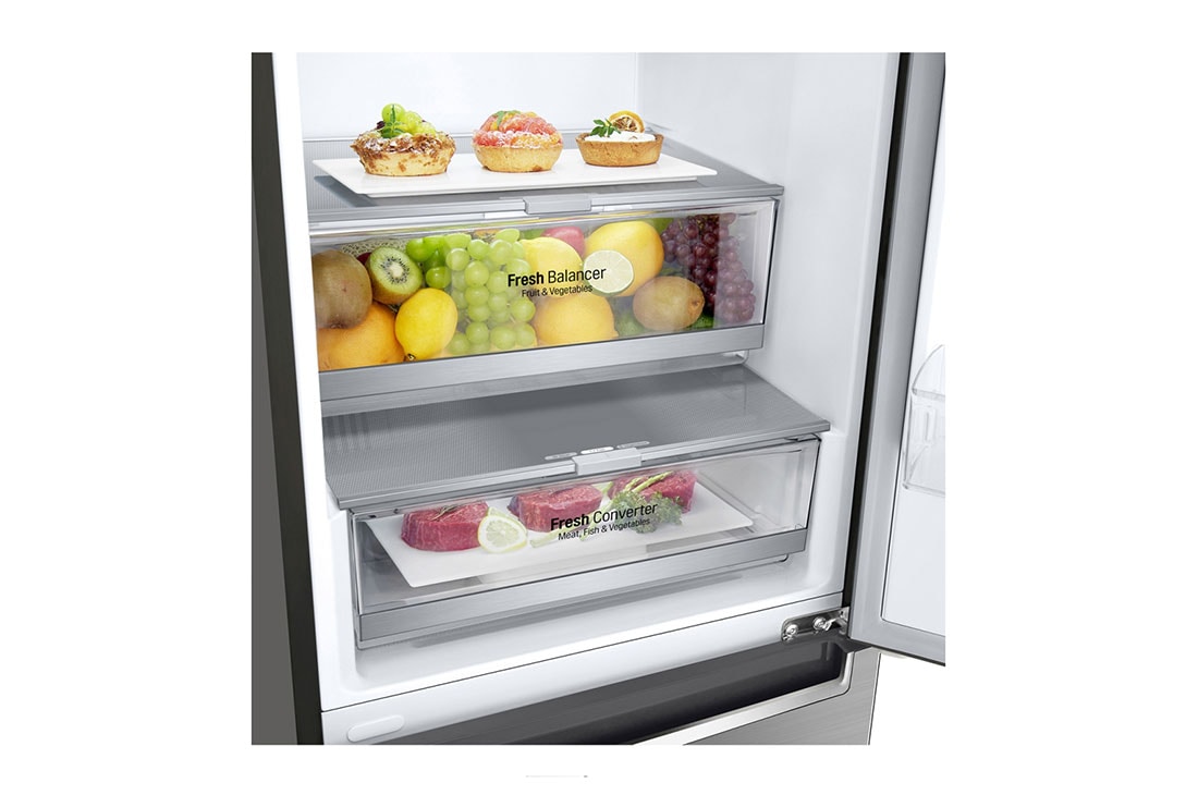 LG 1.86M 341L Kombiskap(Shiny Steel) - Energiklasse D, Door Cooling™ og Smart Diagnosis™ med Wi-Fi, GBB71PZDGN, GBB71PZDGN, thumbnail 3