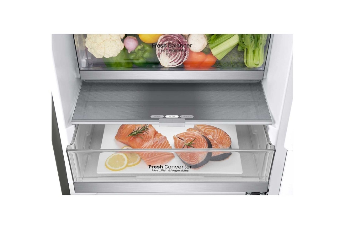 LG 2.03M 384L Kombiskap(Shiny Steel) - Energiklasse D, Door Cooling™ og Smart Diagnosis™ med Wi-Fi, GBB72PZUGN, GBB72PZUGN, thumbnail 5