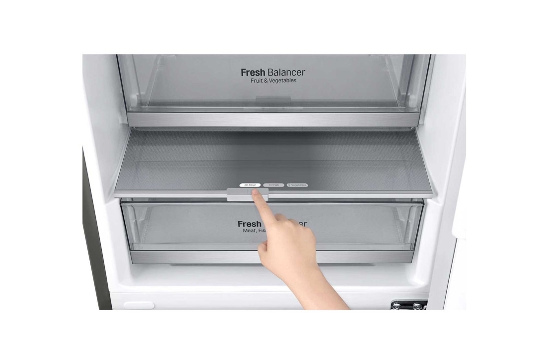 LG 2.03M 384L Kombiskap(Shiny Steel) - Energiklasse D, Door Cooling™ og Smart Diagnosis™ med Wi-Fi, GBB72PZUGN, GBB72PZUGN, thumbnail 6