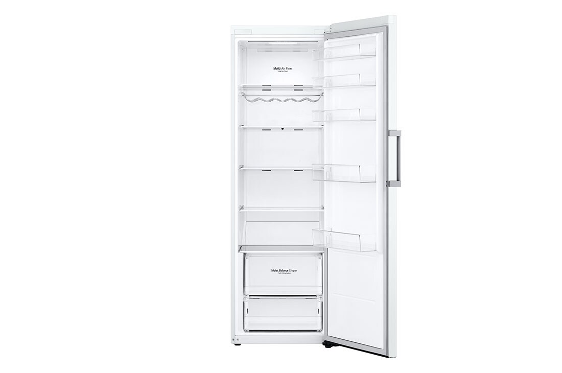LG 386L Frittstående kjøleskap (Hvit) - Energiklasse E, Door Cooling™, LINEARCooling™, Moist Balance Crisper ™,  Smart Diagnosis™ med Wi-Fi, Front, åpent, GLE51SWGSZ, thumbnail 2