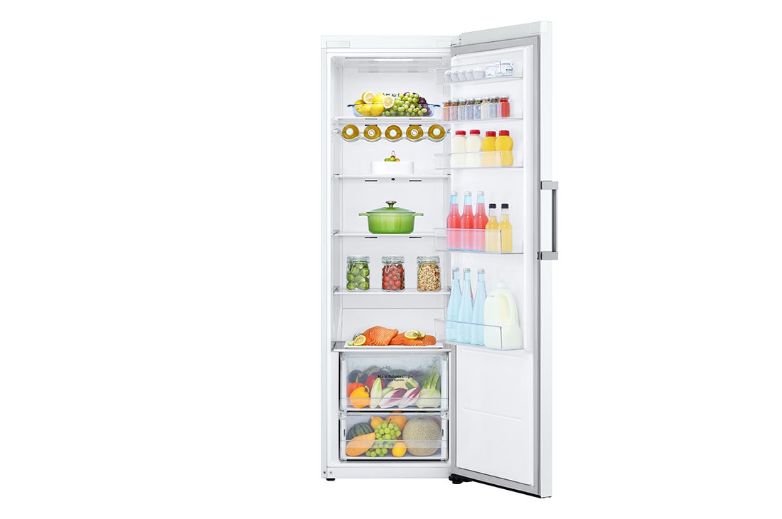 LG 386L Frittstående kjøleskap (Hvit) - Energiklasse E, Door Cooling™, LINEARCooling™, Moist Balance Crisper ™,  Smart Diagnosis™ med Wi-Fi, Front åpen, med mat, GLE51SWGSZ, thumbnail 3