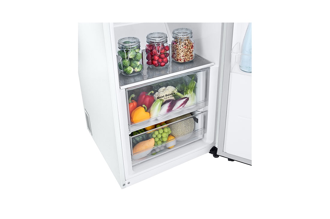 LG 386L Frittstående kjøleskap (Hvit) - Energiklasse E, Door Cooling™, LINEARCooling™, Moist Balance Crisper ™,  Smart Diagnosis™ med Wi-Fi, Skuffemat, GLE51SWGSZ, thumbnail 5