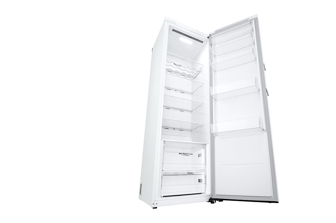 LG 386L Frittstående kjøleskap (Hvit) - Energiklasse E, Door Cooling™, LINEARCooling™, Moist Balance Crisper ™,  Smart Diagnosis™ med Wi-Fi, Sett fra venstre, åpent, GLE51SWGSZ, thumbnail 8
