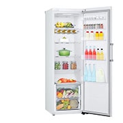 LG 386L Frittstående kjøleskap (Hvit) - Energiklasse E, Door Cooling™, LINEARCooling™, Moist Balance Crisper ™,  Smart Diagnosis™ med Wi-Fi, Venstre side, åpent med mat, GLE51SWGSZ, thumbnail 11