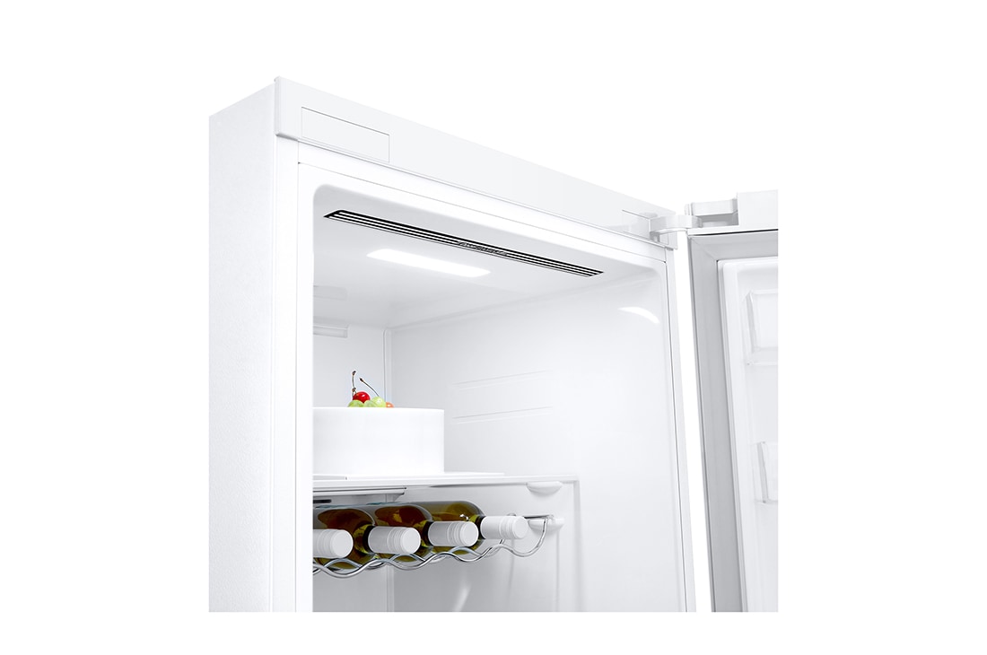 LG 386L Frittstående kjøleskap (Hvit) - Energiklasse E, Door Cooling™, LINEARCooling™, Moist Balance Crisper ™,  Smart Diagnosis™ med Wi-Fi, Detaljert av innsiden, GLE51SWGSZ, thumbnail 7