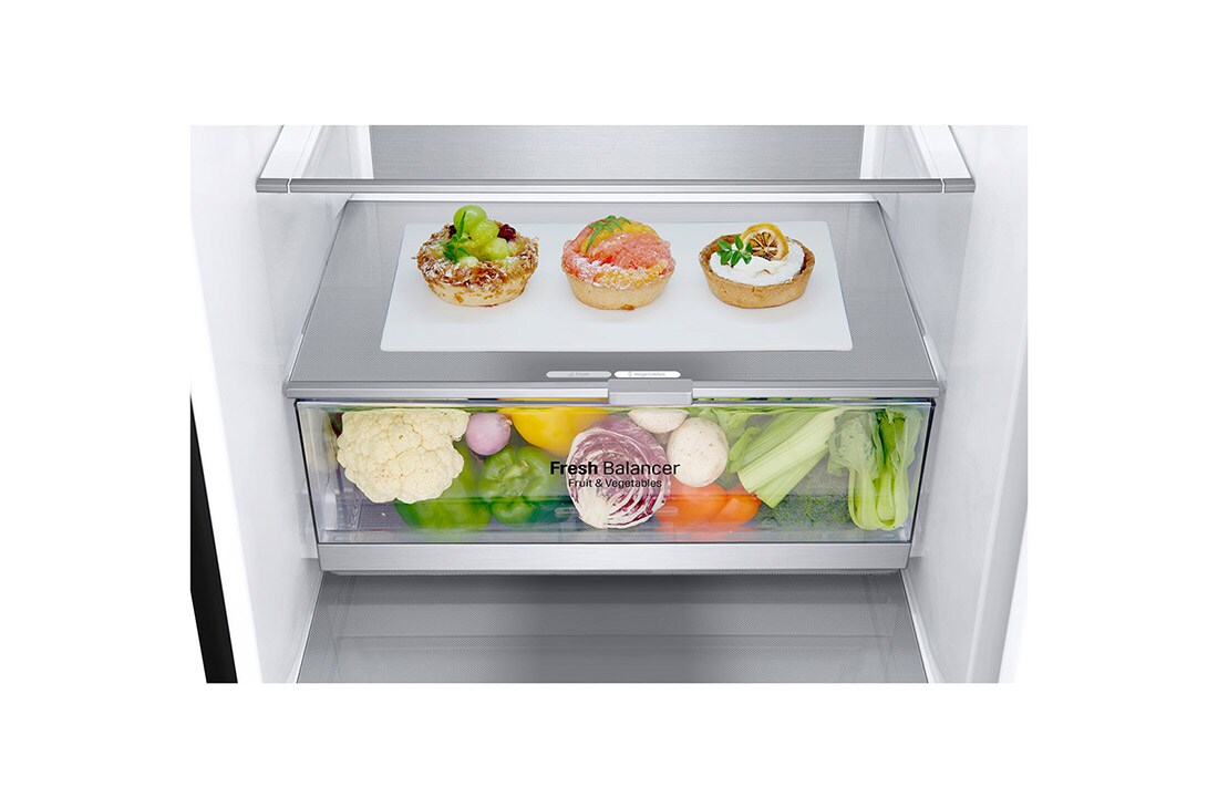 LG 1.86M 341L Kombiskap(Matte Black) - Energiklasse C, Door Cooling™ og Smart Diagnosis™ , ELB81MCVCP, thumbnail 5