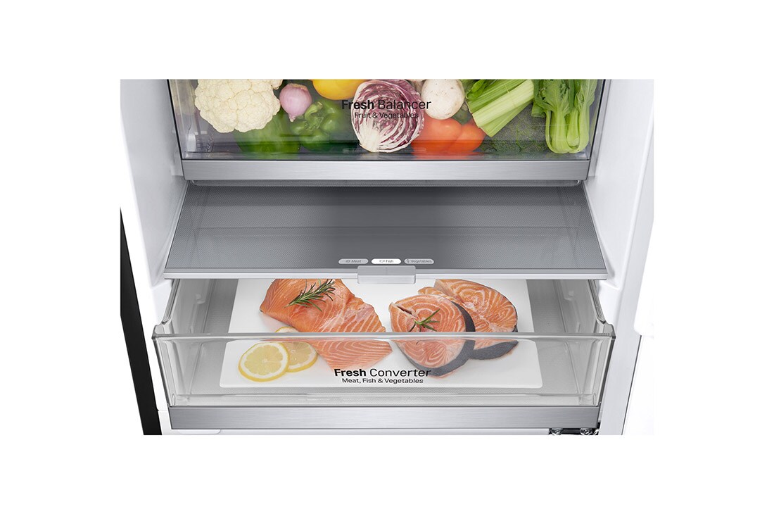 LG 1.86M 341L Kombiskap(Matte Black) - Energiklasse C, Door Cooling™ og Smart Diagnosis™ , ELB81MCVCP, thumbnail 6