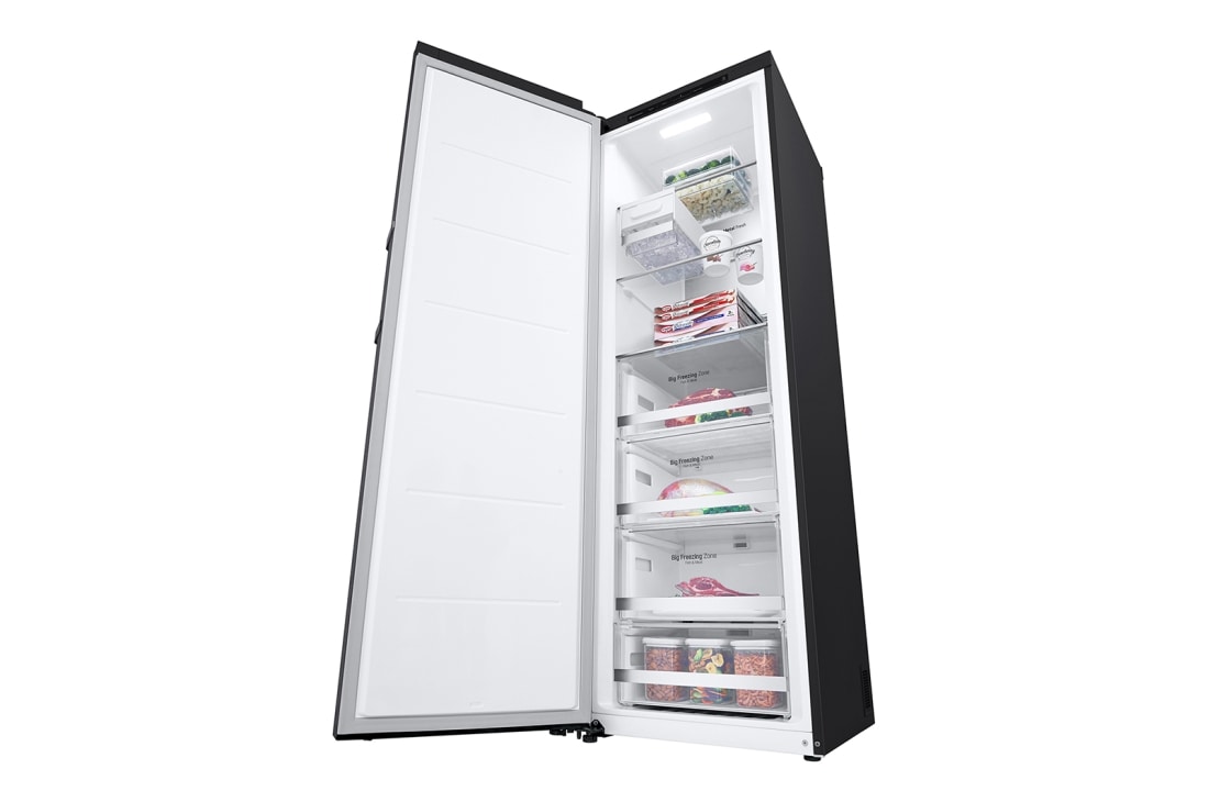 LG 324L Frittstående fryseskap (Matte Black) - Energiklasse E, Total No Frost, Express Freeze, Smart Diagnosis™   , rightperspectiveopen-food, GFT61MCCSZ, thumbnail 8