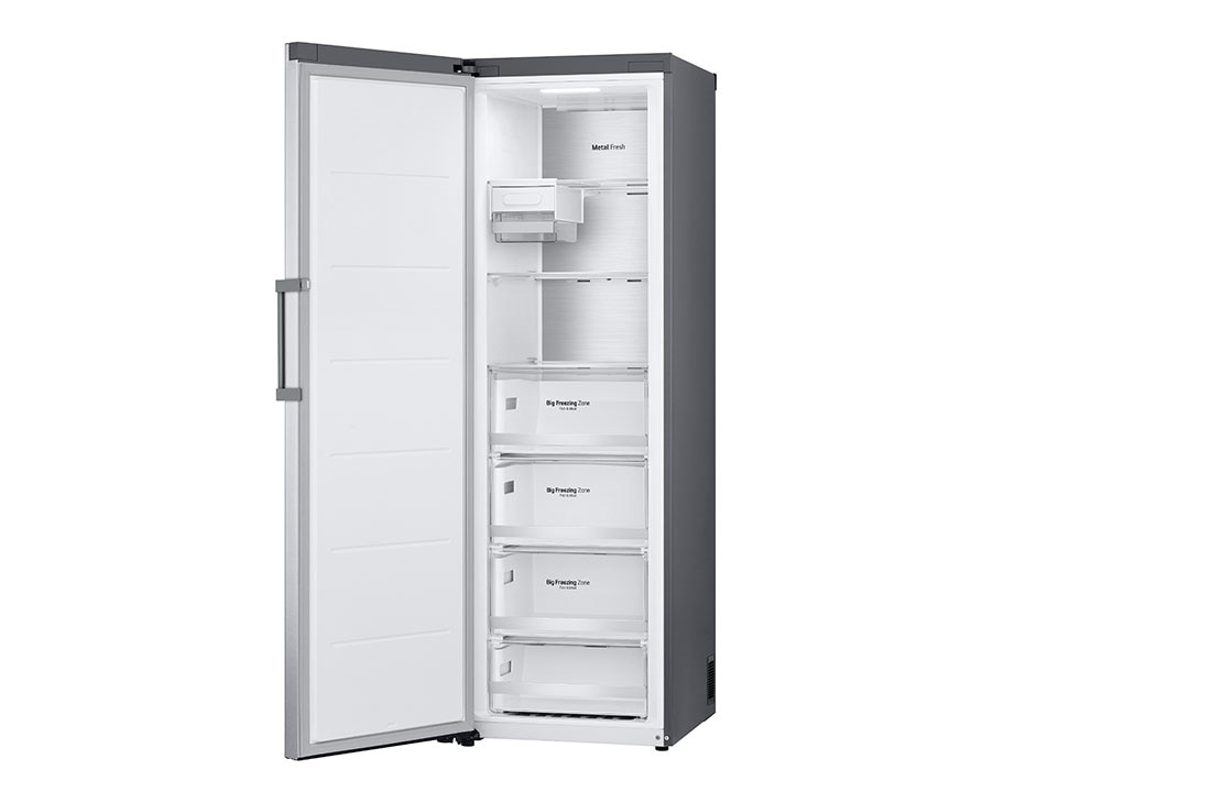 LG 324L Frittstående fryseskap (Shiny Steel) - Energiklasse E, Total No Frost, Express Freeze, Smart Diagnosis™ med Wi-Fi, Sett fra høyre, GFE61PZCSZ, thumbnail 7