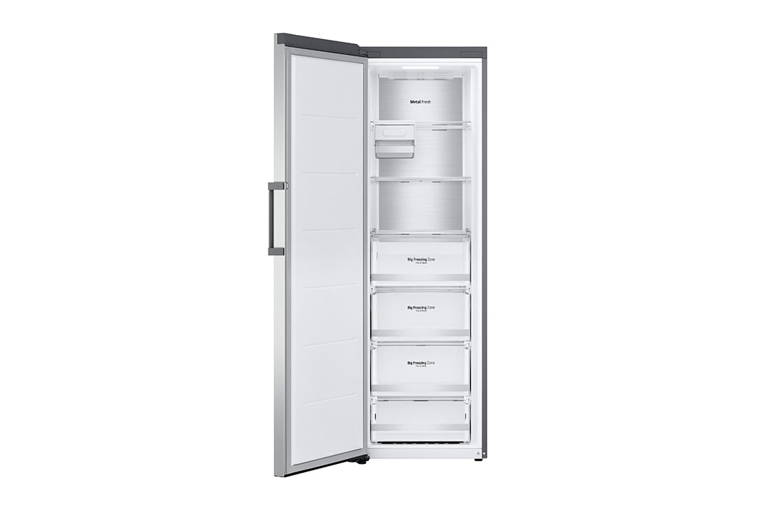 LG 324L Frittstående fryseskap (Shiny Steel) - Energiklasse E, Total No Frost, Express Freeze, Smart Diagnosis™ med Wi-Fi, Front åpen, med mat, GFE61PZCSZ, thumbnail 3