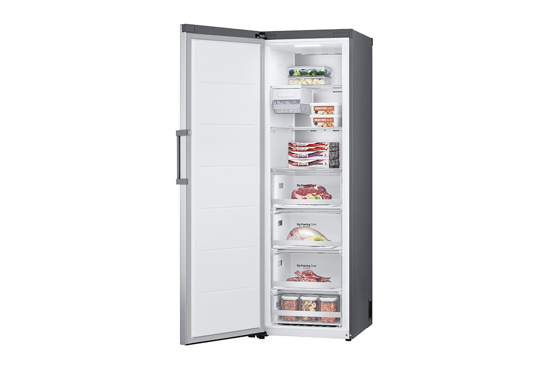 LG 324L Frittstående fryseskap (Shiny Steel) - Energiklasse E, Total No Frost, Express Freeze, Smart Diagnosis™ med Wi-Fi, Høyre side, åpent, GFE61PZCSZ, thumbnail 11