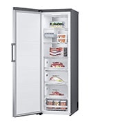 LG 324L Frittstående fryseskap (Shiny Steel) - Energiklasse E, Total No Frost, Express Freeze, Smart Diagnosis™ med Wi-Fi, Sett fra høyre, åpent, GFE61PZCSZ, thumbnail 8