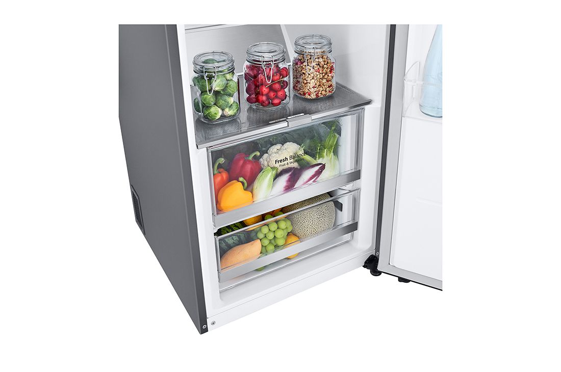 LG 386L Frittstående kjøleskap (Shiny Steel) - Energiklasse E, Door Cooling™, LINEARCooling™, FRESHBalancer™, Smart Diagnosis™ med Wi-Fi, GLE71PZCSZ, GLE71PZCSZ, thumbnail 2