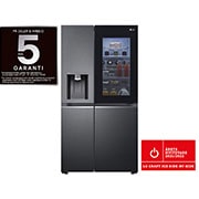 LG 635L InstaView Door in Door™ Side by Side (Matte Black Steel), Craft Ice, Energiklasse E, Smart Diagnosis™ med Wi-Fi, GSXV90MCDE, GSXV90MCDE, thumbnail 1