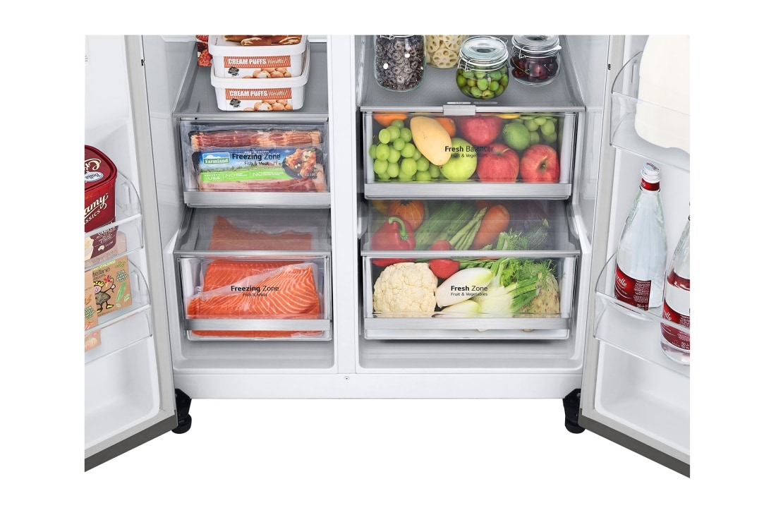 LG 635L Side by Side (Shiny Steel), Is & vann dispenser, Energiklasse E, Vann/isdispenser med vanntilkobling, Smart Diagnosis™ med Wi-Fi, GSLV70PZLE, GSLV70PZLE, thumbnail 4