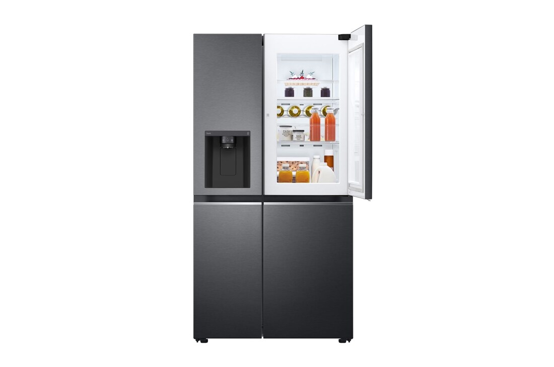 LG 635L Door in Door™ Side by Side (Matte Black Steel), Energiklasse E, Vann/isdispenser med vanntilkobling, Smart Diagnosis™ med Wi-Fi, GSJV70MCLE, GSJV70MCLE