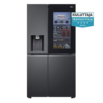 635L InstaView Door in Door™ Side by Side (Matte Black Steel), Energiklasse E, Vann/isdispenser uten vanntilkobling, Smart Diagnosis™ med Wi-Fi1