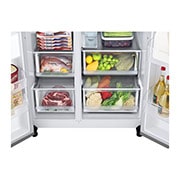 LG 635L Side by Side (Shiny Steel), Is & vann dispenser, Energiklasse F, Vann/isdispenser uten vanntilkobling, Smart Diagnosis™ med Wi-Fi, GSLV71PZTM, thumbnail 4