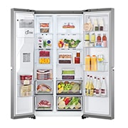 LG 635L Door in Door™ Side by Side (Shiny Steel), Energiklasse E, Vann/isdispenser med vanntilkobling, Smart Diagnosis™ med Wi-Fi, GSJV70PZTE, thumbnail 2