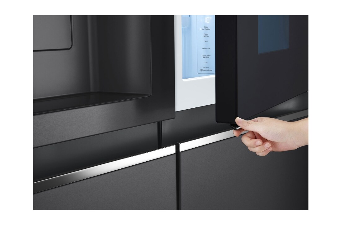 LG 635L InstaView Door in Door™ Side by Side (Matte Black Steel), Energiklasse F, Vann/isdispenser uten vanntilkobling, Smart Diagnosis™ med Wi-Fi, GSXV91MCAF, thumbnail 7