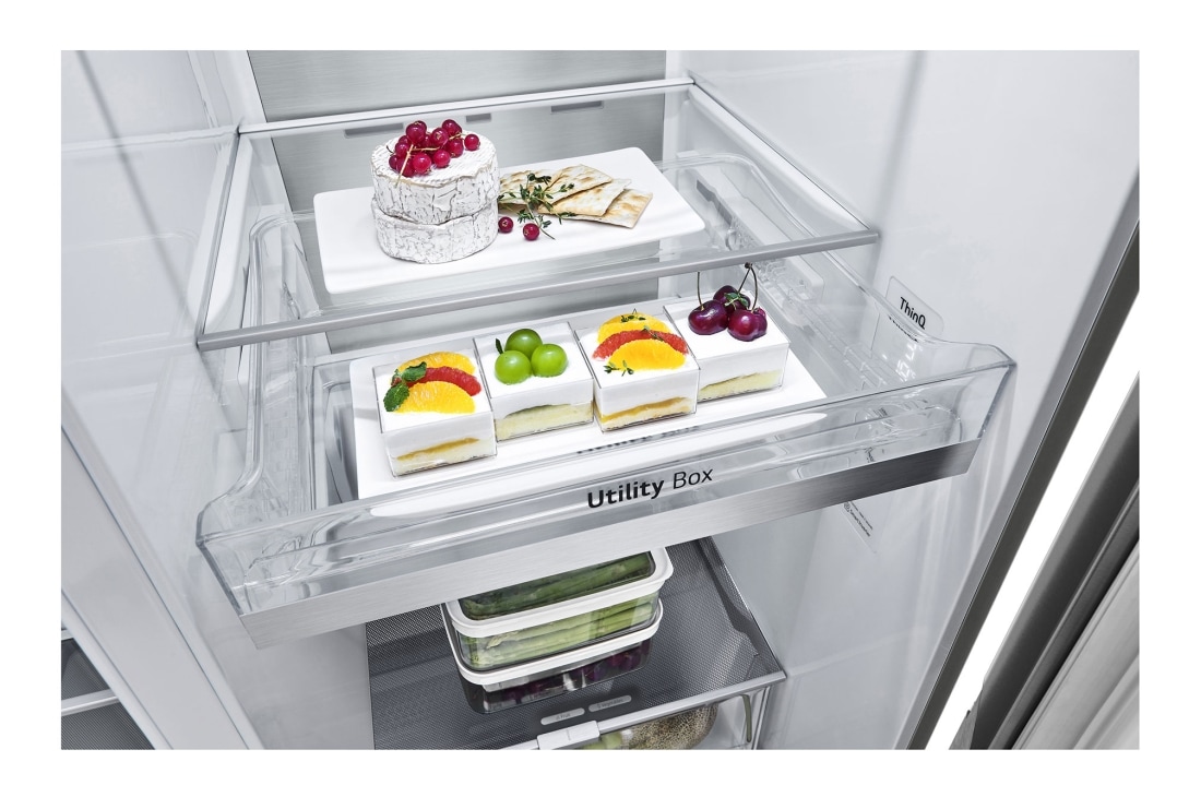LG 635L Side by Side (Shiny Steel), Is & vann dispenser, Energiklasse F, Vann/isdispenser med vanntilkobling, Smart Diagnosis™ med Wi-Fi, GSLV90PZAM, GSLV90PZAM, thumbnail 8