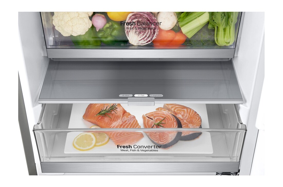 LG 2.03M 384L Kombiskap(Stainless Steel) - Energiklasse B, Door Cooling™ og Smart Diagnosis™ med Wi-Fi, GBB92STABP, GBB92STABP, thumbnail 6