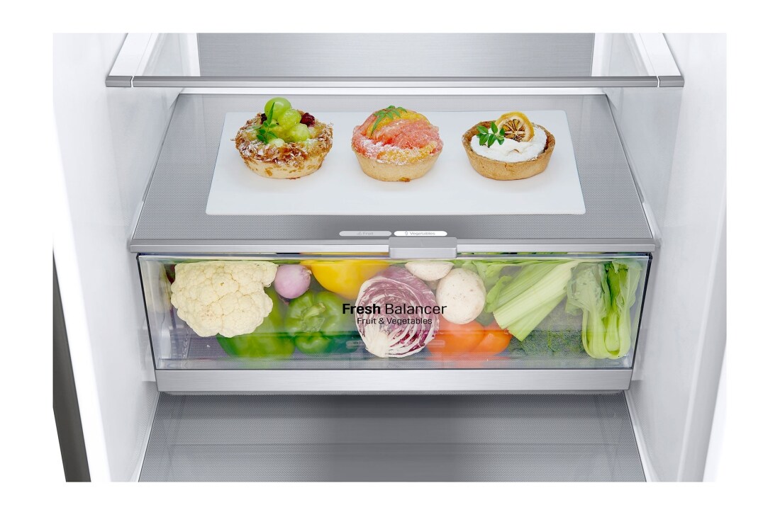 LG 1.86M 341L Kombiskap(Shiny Steel) - Energiklasse D, Door Cooling™ og Smart Diagnosis™ med Wi-Fi, GBB71PZUGN, thumbnail 4