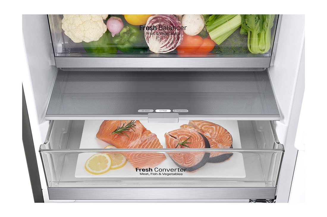 LG 1.86M 341L Kombiskap(Shiny Steel) - Energiklasse C, Door Cooling™ og Smart Diagnosis™, ELB81PZVCP1, ELB81PZVCP1, thumbnail 6