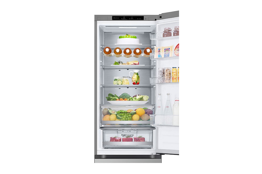 LG 2.03M 387L Kombiskap(Prime Silver) - Energiklasse D, toppdørsutsikt med mat, GBV5240DPY, thumbnail 7