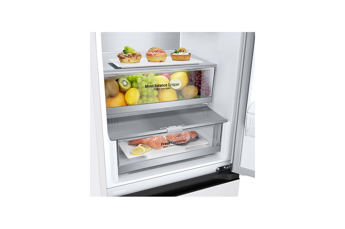 LG 1.86M 344L Kombiskap(White) - Energiklasse D, Skuff med mat, GBV5140DSW, thumbnail 6