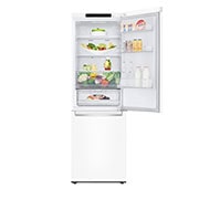LG 1.86M 341L Kombiskap(Hvit) - Energiklasse D,  Nature Fresh, Door Cooling+™ og Smart Diagnosis™, full visning toppdør åpen med mat, GBB61SWGGN, thumbnail 4