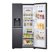LG 635L Side by Side (Matte Black), Energiklasse D, Vann/isdispenser uten vanntilkobling, Smart Diagnosis™ med Wi-Fi, FrontRightOpen_Food, GSLV91MCAD, thumbnail 2