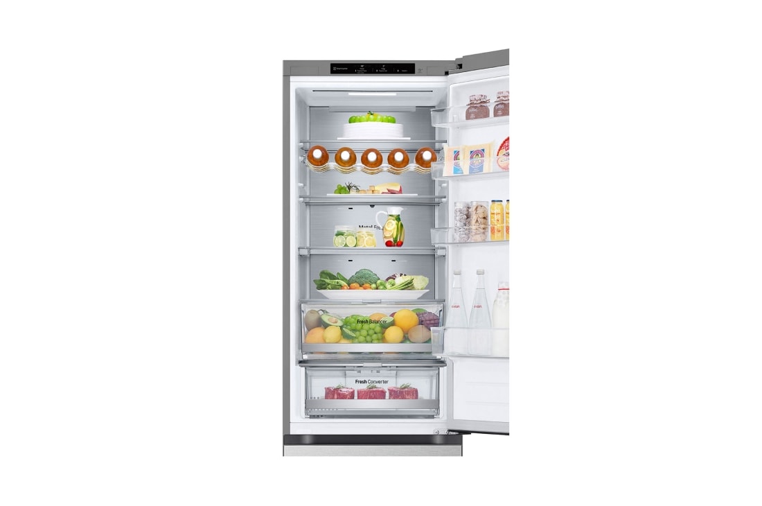 LG 2.03M 387L Kombiskap(Metal Sorbet ) - Energiklasse A, Nature Fresh, Door Cooling+™ og Smart Diagnosis™, Basel view with bottle's, GBV7280AMB, thumbnail 9