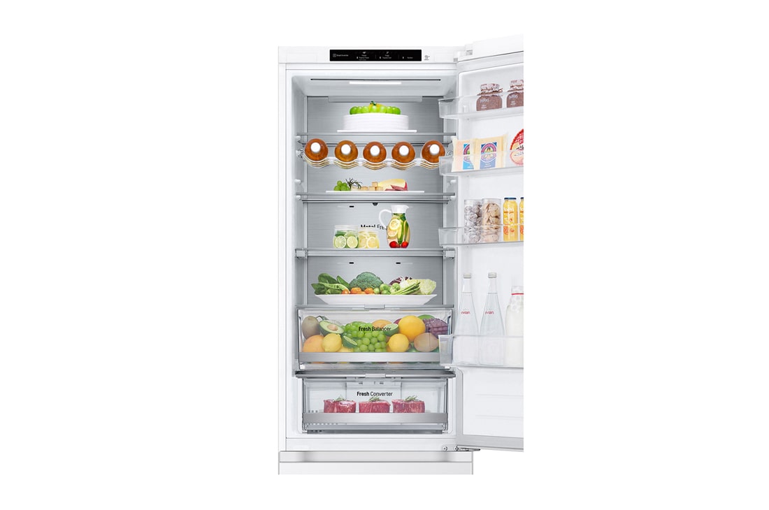 LG 2.03M 387L Kombiskap(White ) - Energiklasse C, Nature Fresh, Door Cooling⁺™ og Smart Diagnosis™, åpne foran med mat, GBV7280CSW, thumbnail 7