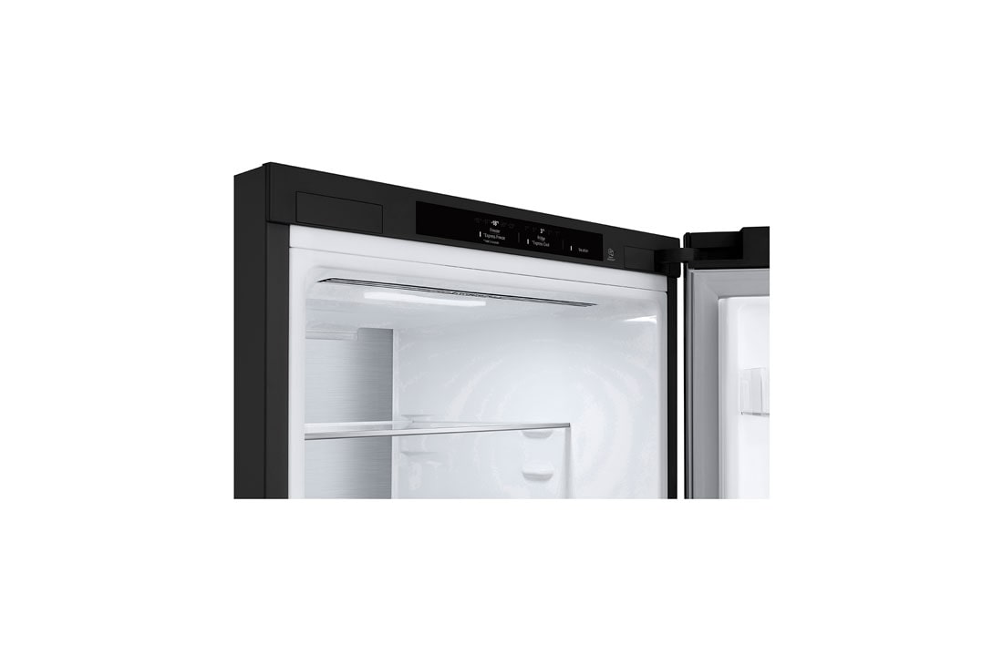 LG 2.03M 387L Kombiskap(Essence Black Steel ) - Energiklasse A, Nature Fresh, Door Cooling+™ og Smart Diagnosis™, Top corner view, GBV7280AEV, thumbnail 8