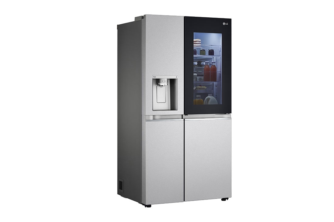 LG 635L InstaView Door in Door™ Side by Side (Metal Sorbet), Energiklasse E, Vann/isdispenser uten vanntilkobling, Smart Diagnosis™ med Wi-Fi, left side view with light , GSXV91MBAE, thumbnail 15