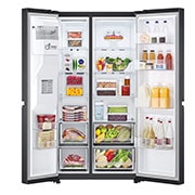 LG 635L Side by Side (Matte Black Stainless Steel), Energiklasse D, Vann/isdispenser uten vanntilkobling, Smart Diagnosis™ med Wi-Fi, Front Open Food, GSLV71MCTD, thumbnail 2