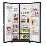 LG 635L Door in Door™ Side by Side (Matte Black Stainless Steel), Energiklasse E, Vann/isdispenser uten vanntilkobling, Smart Diagnosis™ med Wi-Fi, Front Open with Food, GSJV71MCLE, thumbnail 2